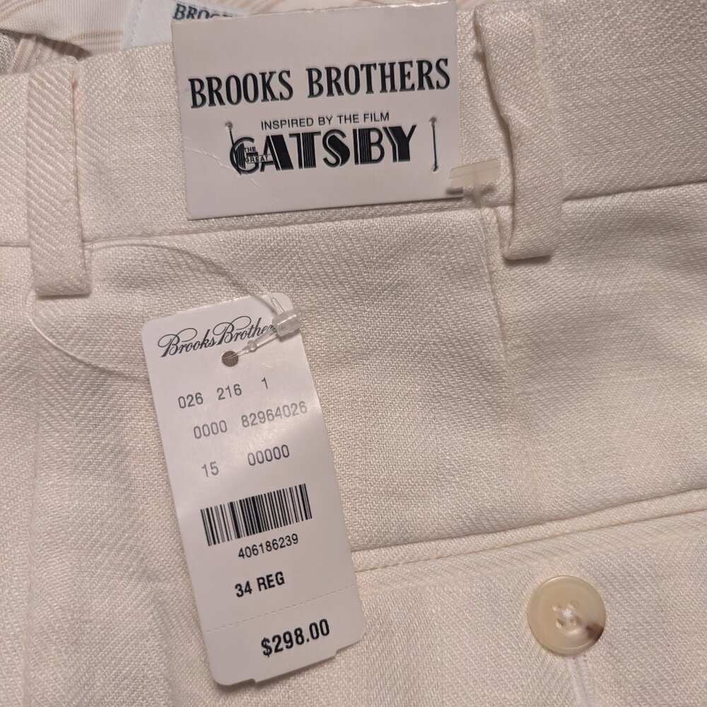 Brooks Brothers Great Gatsby Collection Linen Trousers 34R NWT